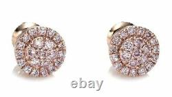 Diamond Earrings 14k Heavy Rose Gold Stud Halo Rare Mix Pink 1 Carat VVS1-VVS2