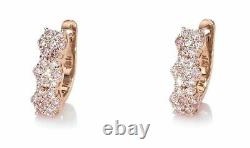 Diamond Earrings in Solid 14k Rose Gold Very Rare Mix Pink Stone Natural 0.75 CT