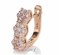 Diamond Earrings in Solid 14k Rose Gold Very Rare Mix Pink Stone Natural 0.75 CT