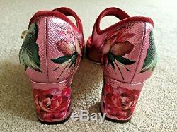 Dolce & Gabbana Pink Dauphine Leather Mary Jane Shoes Size 6 Made In Italy. Rare