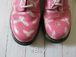 Dr. Martens Pink Butterfly & Rose Print RARE Boots Size W 7