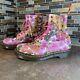 Dr Martens Rare Pascal Vintage Daisy Floral Pink Rose Lace Up Boots Us 8 Womens
