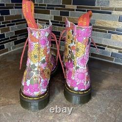 Dr Martens Rare Pascal Vintage Daisy Floral Pink Rose Lace Up Boots US 8 Womens
