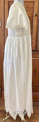 Dreamy RARE Vtg BILL TICE Long Cotton Gown /Robe Set Pink Emb Roses Unique Hem