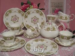 Duchess Teapot Pink Roses, Cups, Saucers, Plates Rare 15 piece tea set England