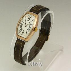 Early Rolex 9K Rose Gold Tonneau Shaped Manual Wristwatch RARE