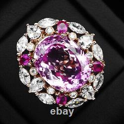 Estate Vivid Pink Sapphire Rare 18Ct 925 Sterling Silver Rose Gold Rings Size 6