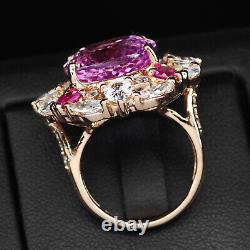 Estate Vivid Pink Sapphire Rare 18Ct 925 Sterling Silver Rose Gold Rings Size 6