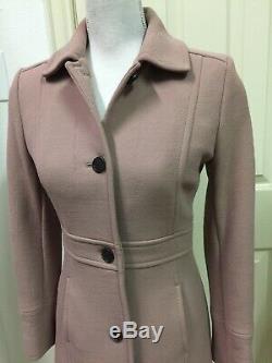 Excellent Cond JCrew $378 Double-Cloth Lady Day Coat 2 Rare Dusty Rose Fitted