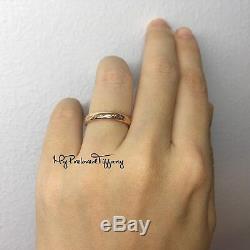 Excellent Rare Authentic Tiffany & Co. Notes Ring I Love You Pink Rose Gold 750