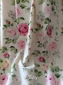 Exquisite MTM Laura Ashley Clarissa Ivory Pink Cabbage Rose Curtains 75L RARE