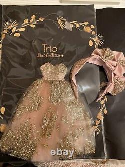 Exquisite! Rare Designer TRIOFORBLYTHE Blythe Doll Glitter Drip Gown Trio Dress