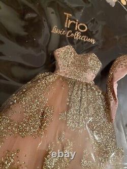 Exquisite! Rare Designer TRIOFORBLYTHE Blythe Doll Glitter Drip Gown Trio Dress