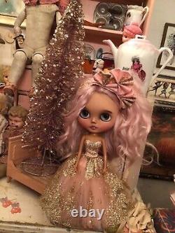 Exquisite! Rare Designer TRIOFORBLYTHE Blythe Doll Glitter Drip Gown Trio Dress