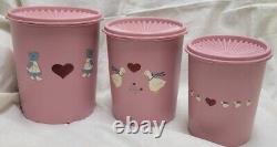Extremely RARE Vintage Tupperware Canister Set Dusty Rose Pink Mauve 3 Pieces