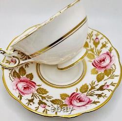 Extremely Rare Vintage Foley Pink Gold Cabbage Swansea Rose Cup & Saucer, Teacup