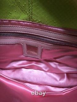 FENDI Mamma Baguette Shoulder Hand Bag Leather Green Rose Pink Rare 230509T