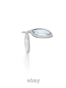 Featuring a Rare Rose-Cut Fancy Vivid Blue 5.19CT Sapphire & White CZ Twist Ring
