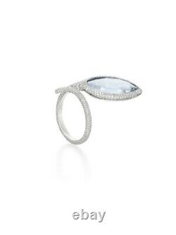 Featuring a Rare Rose-Cut Fancy Vivid Blue 5.19CT Sapphire & White CZ Twist Ring