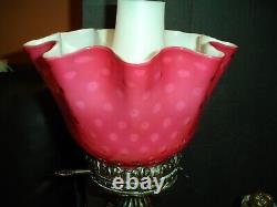 Fenton PINK Rose CONTROLLED BUBBLE OPTIC CASED GLASS LAMP GWTW, RARE