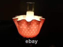 Fenton PINK Rose CONTROLLED BUBBLE OPTIC CASED GLASS LAMP GWTW, RARE