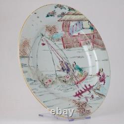 Fine Rare Chinese Porcelain Famille Rose Yongzheng Fisherman Plate