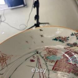 Fine Rare Chinese Porcelain Famille Rose Yongzheng Fisherman Plate