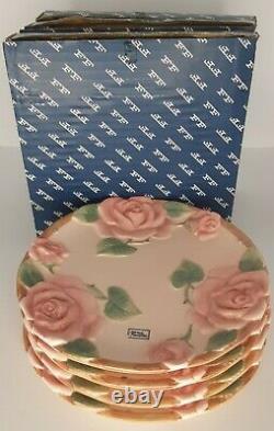 Fitz and Floyd Japan Blushing Rose Hors D'Oeuvre Server Set of 4 With Boxes RARE