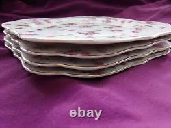 Four Rare Vintage NS Ivory China Chinz Rose Plates From Japan withGold Leaf Edges
