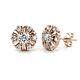 French Round Cut 1.30ct Cubic Zirconia In 10k Rose Gold Flower Stud Rare Earring