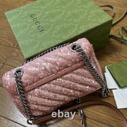 GUCCI GG sequin shoulder bag pastel pink Rose Rare 231225T