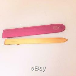 GUCCI Letter Opener Knife Gold Metal Rose Pink Vintage Rare Used Ex++