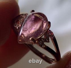 Gorgeous Rare Peach Pink Tourmaline Teardrop Ring Adjustable Rose Gold Band