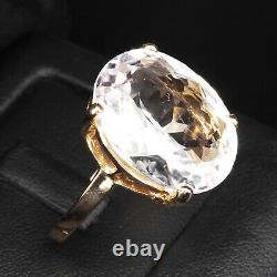 Gorgeous White Tourmaline Rare 26.5Ct 925 Sterling Silver Rose Gold Ring Size 10