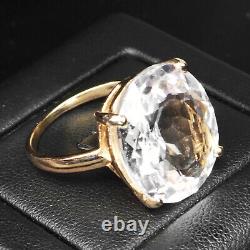 Gorgeous White Tourmaline Rare 26.5Ct 925 Sterling Silver Rose Gold Ring Size 10