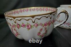 Haviland Schleiger 319 Limoges 3 Oversize Tea Cup No Saucers Drop Rose Rare HTF