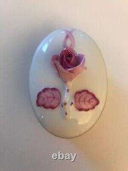 Herend Chinese Garden Trinket Box Pink Rose Ribbon Rare Mint Brand New