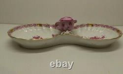 Herend Rare Rasberry Red Rose Purple Apponyi 7530 Double Shell Chinese Bouquet