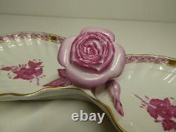 Herend Rare Rasberry Red Rose Purple Apponyi 7530 Double Shell Chinese Bouquet