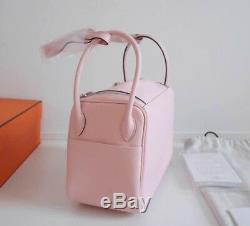 Hermes Lindy 26 Hand Shoulder Bag Purse Rose Sakura Pink Swift Auth Mint Rare