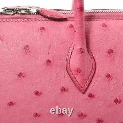 Hermes Paris Bombay PM Rose Pink Hand Bag Ostrich Used Rare Color