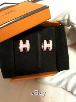 Hermes Pop H Earrings Dragee Pink Rose Gold BRAND NEW Rare Item 100% AUTHENTIC