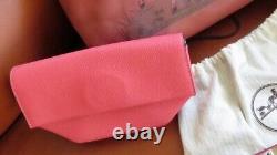 Hermes Rare Opli Clutch Rose Pourpre Shevre Leather Handbag Ladies Pochette Pink