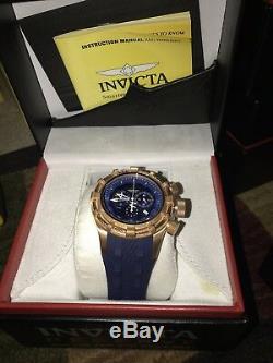Invicta Men's Rare Bolt Swiss Chronograph Rose Gold Dial Blue Poly Watch 11817