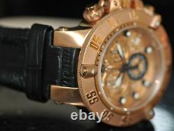 Invicta Men's Rare Subaqua Swiss Chronograph Rose Dial Black Leather Watch 15806