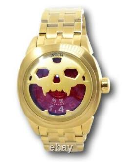 Invicta Speedway Automatic Men's 50mm Gold Skull Red Dial Watch 33202 Rare
