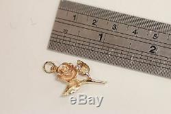 James Avery Retired 14k Yellow Gold Rose Charm With. 05ct Diamond Rare