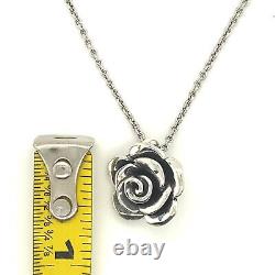 James Avery Retired Rare 925 Silver Rose Blossom Pendant Necklace w 23.5 chain