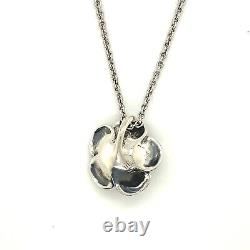 James Avery Retired Rare 925 Silver Rose Blossom Pendant Necklace w 23.5 chain