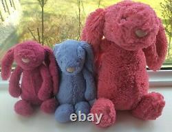 Jellycat Bashful Bunny rare bundle! STRAWBERRY medium + ROSE & BLUEBELL small